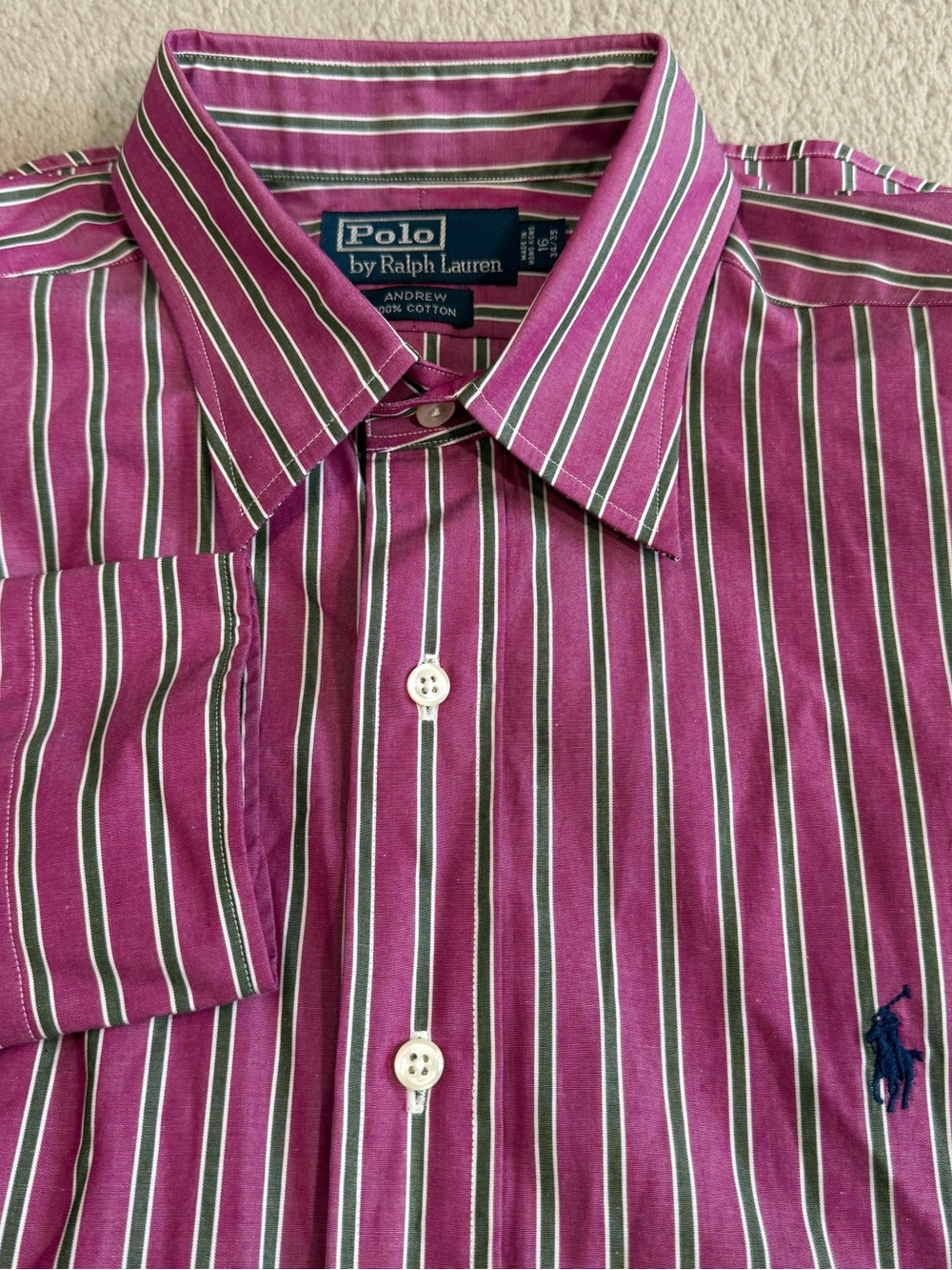 Vintage Polo Ralph Lauren Shirt Mens 16.5 34/35 XL multi Long Sleeve ANDREW Pony